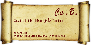 Csillik Benjámin névjegykártya