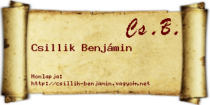 Csillik Benjámin névjegykártya